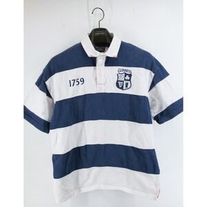 Guinness Men's Rugby 1759 Polo Shirt Men Large Blue White Striped Long Sleeve